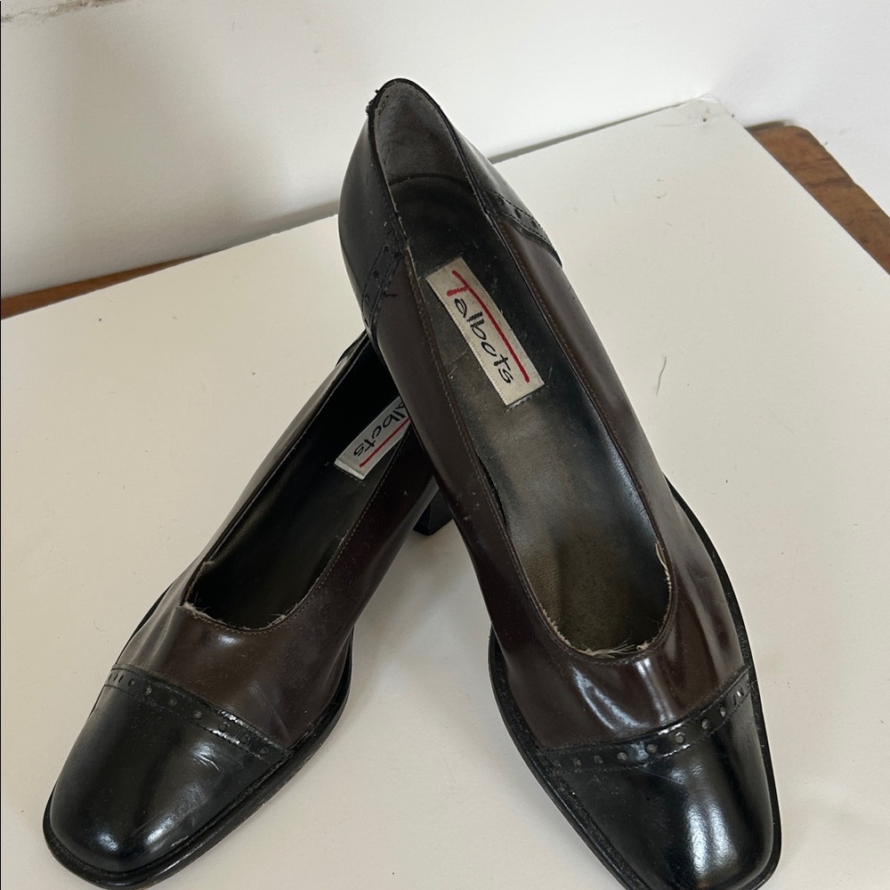 Talbots Women's Black and Brown Leather Heels 7.5
